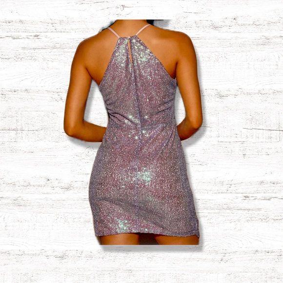 Lulus Hilario Iridescent Sequin Bodycon Mini Dress Size Small - Picture 2 of 11